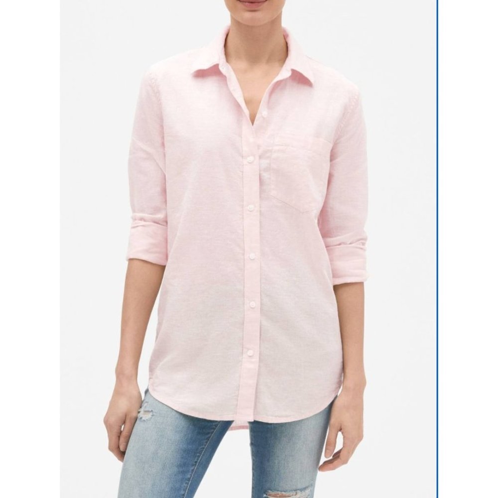GAP  Light Pink Linen Boyfriend Shirt NWT XXL